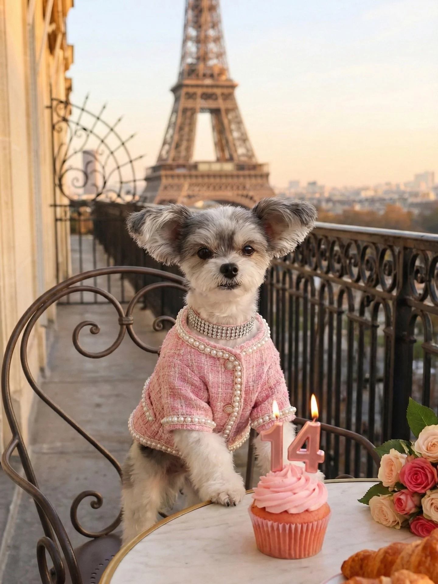 &ldquo;My human asked what was on my Wi$hli$t for my birthday&hellip; so here I am, celebrating 14 in Paris. 🐾💕
Croissants for breakfast, Eiffel Tower at sunset&hellip;a girl has standards. 🇫🇷✨&rdquo; - Tinkerbelle 

#birthdaygirl #itsmybirthday 