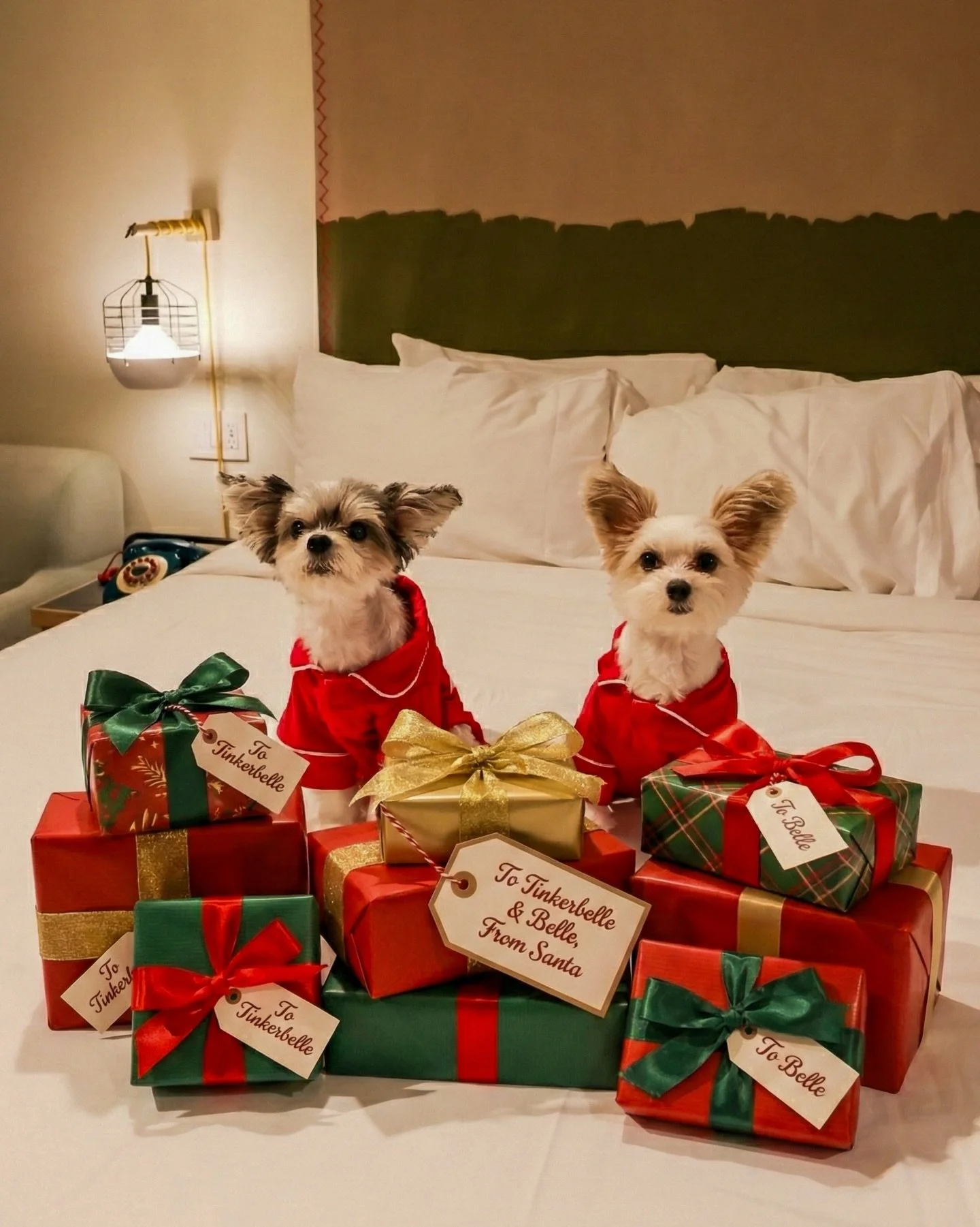 &ldquo;Santa found us at @moxychelsea !! Merry Christmas Everyone.&rdquo; - Tinkerbelle and Belle 🎄❤️🐶🎁 #atthemoxy #dogsofnyc #dogsofnewyork #doginfluencers #merrychristmas