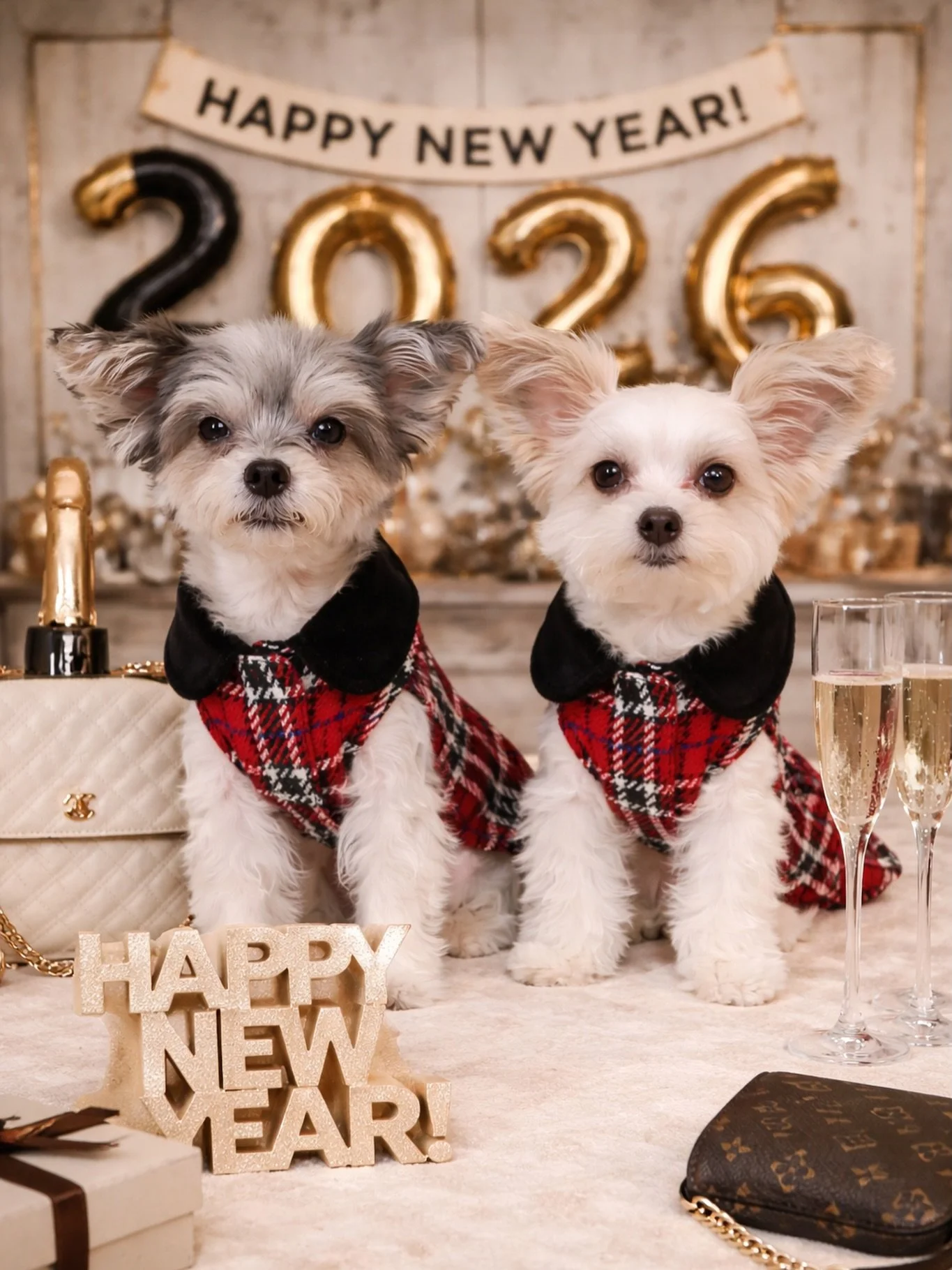 &ldquo;HAPPY NEW YEAR! WE LOVE YOU ALL SO MUCH!&rdquo; - Tinkerbelle &amp; Belle 🐶🥂✨