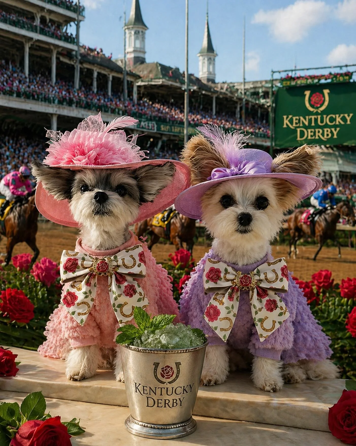 We didn&rsquo;t come for the race&hellip; just the fashion and the mint juleps 🌿🐎✨ 

#kentuckyderby #mintjulep #derbyfashion