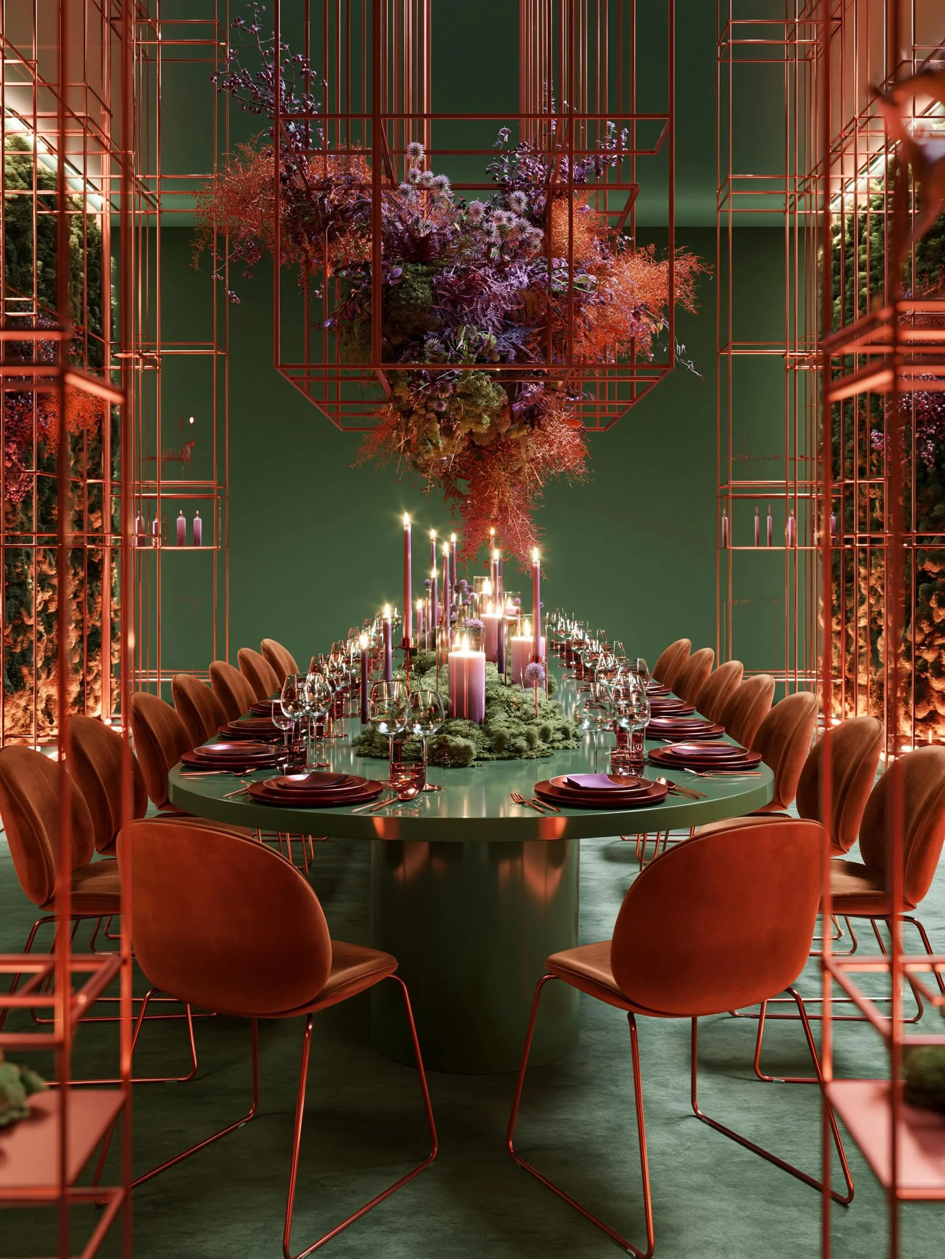 Modern. Botanical. Immersive.
An exploration of bold geometry, lush textures, and atmospheric candlelight . 
NOOVO STUDIO