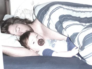 We typically sleep in the ‘bunk bed’ room and I love this photo of Dan sleeping and Ryan just waking up.