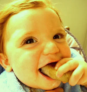 Ryan enjoying a Vanana Teething Cookie