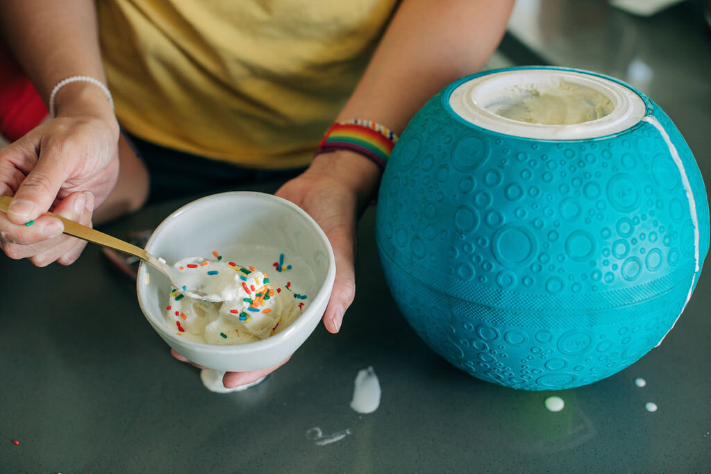 Ball Shaped Ice Cream Maker, Makes Ice Cream By Just Playing With It