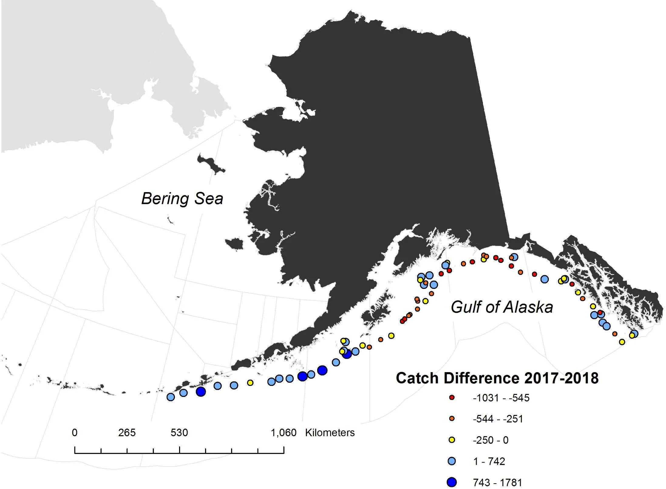 Uneven catch differences in tonnage by geographic area underscores the changes to the fishery