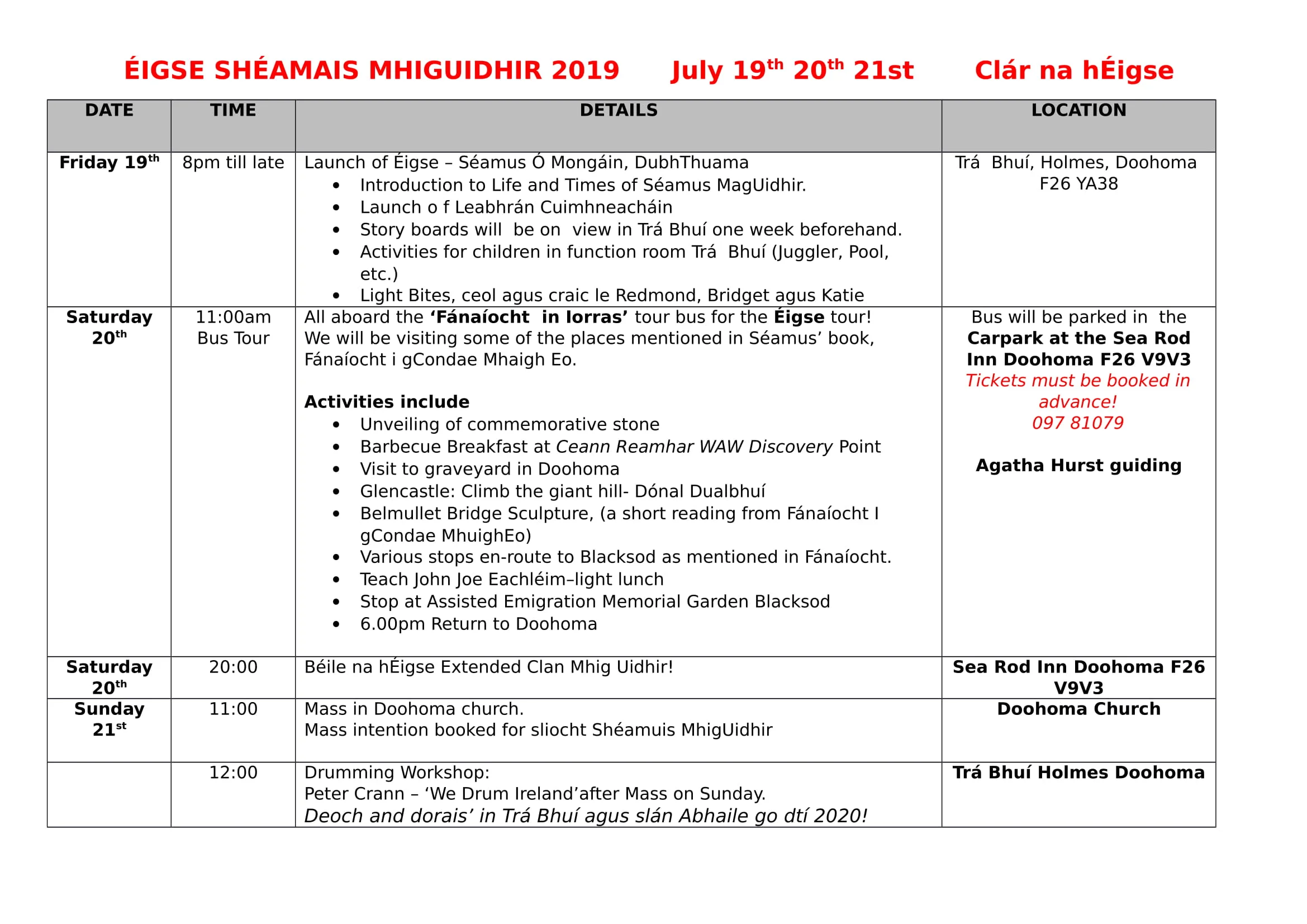Imeachtaí Éigse Shéamuis MhigUidhir 2019 Timetable of events.docx 2-1.jpg
