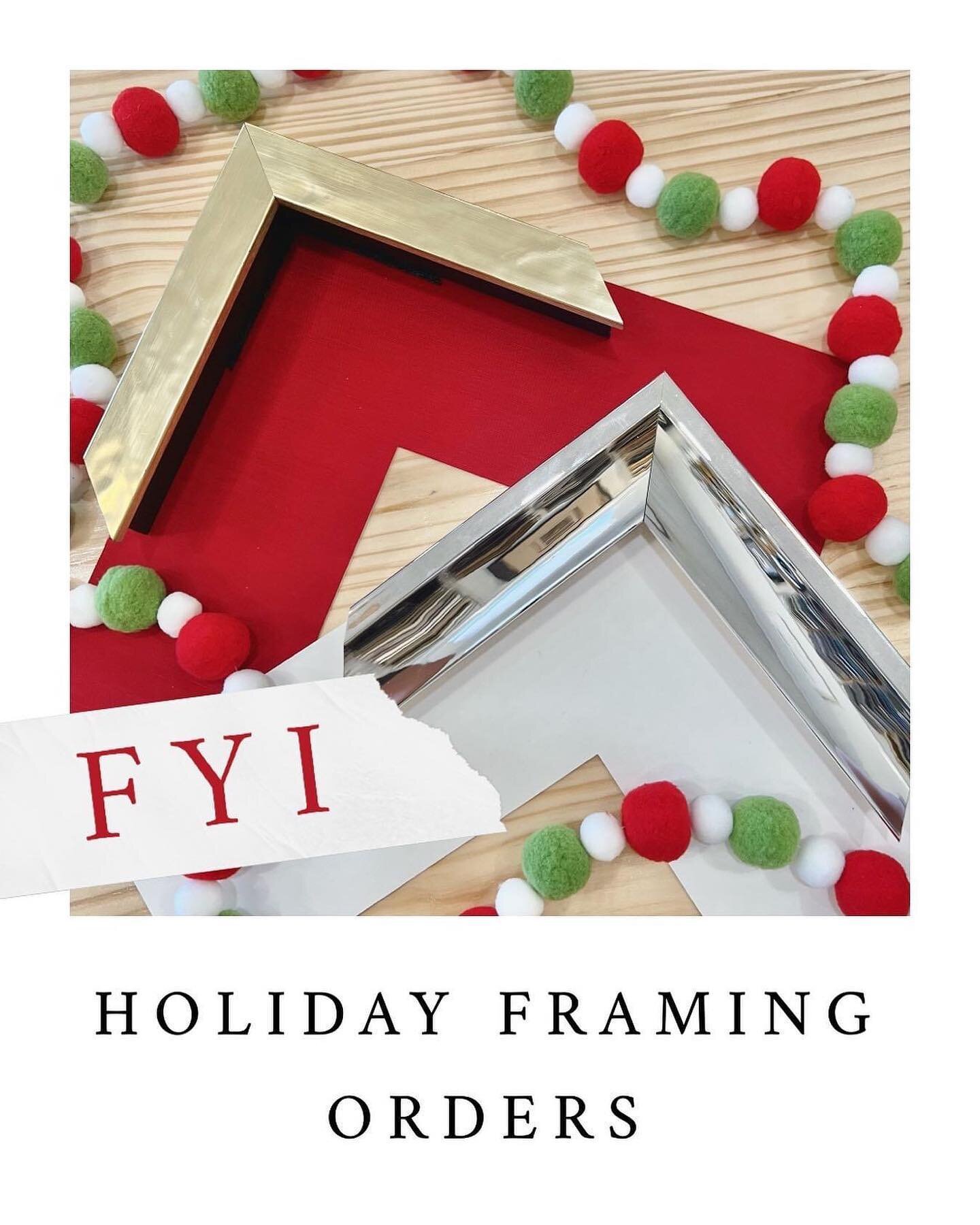 Our holiday framing deadline has passed as of November 30th. We would love to thank everyone who got their orders in on time! 🤗

Any orders placed as of now will be put on our current framing timeline, which is about a minimum of 6-8 weeks out. We u