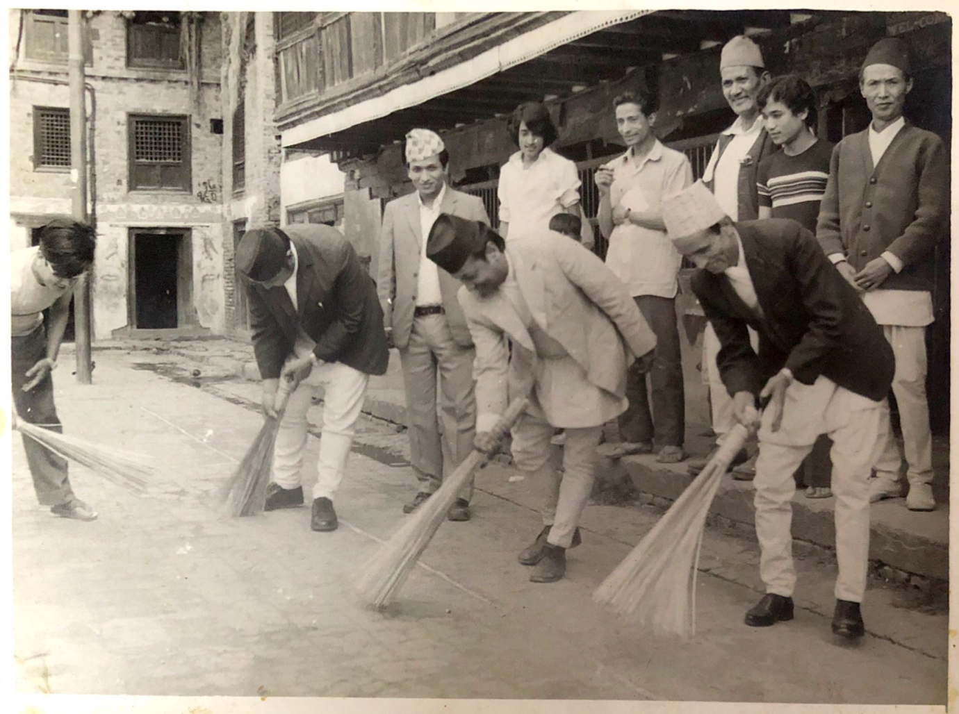Yagya Man participating in cleaning campaign in Patan along with other local leaders.