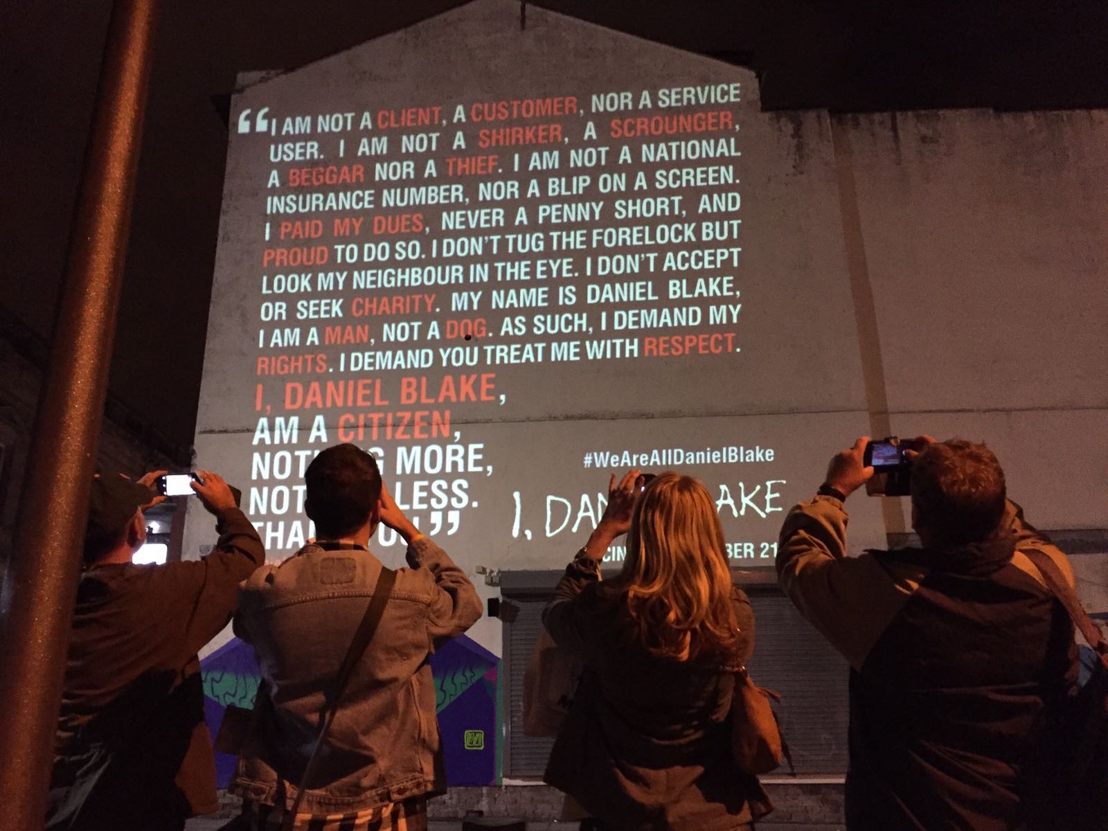 I, Daniel Blake Guerilla Projection