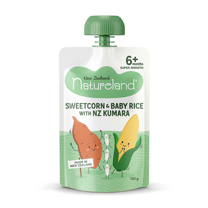Sweetcorn & Baby Rice with NZ Kumara