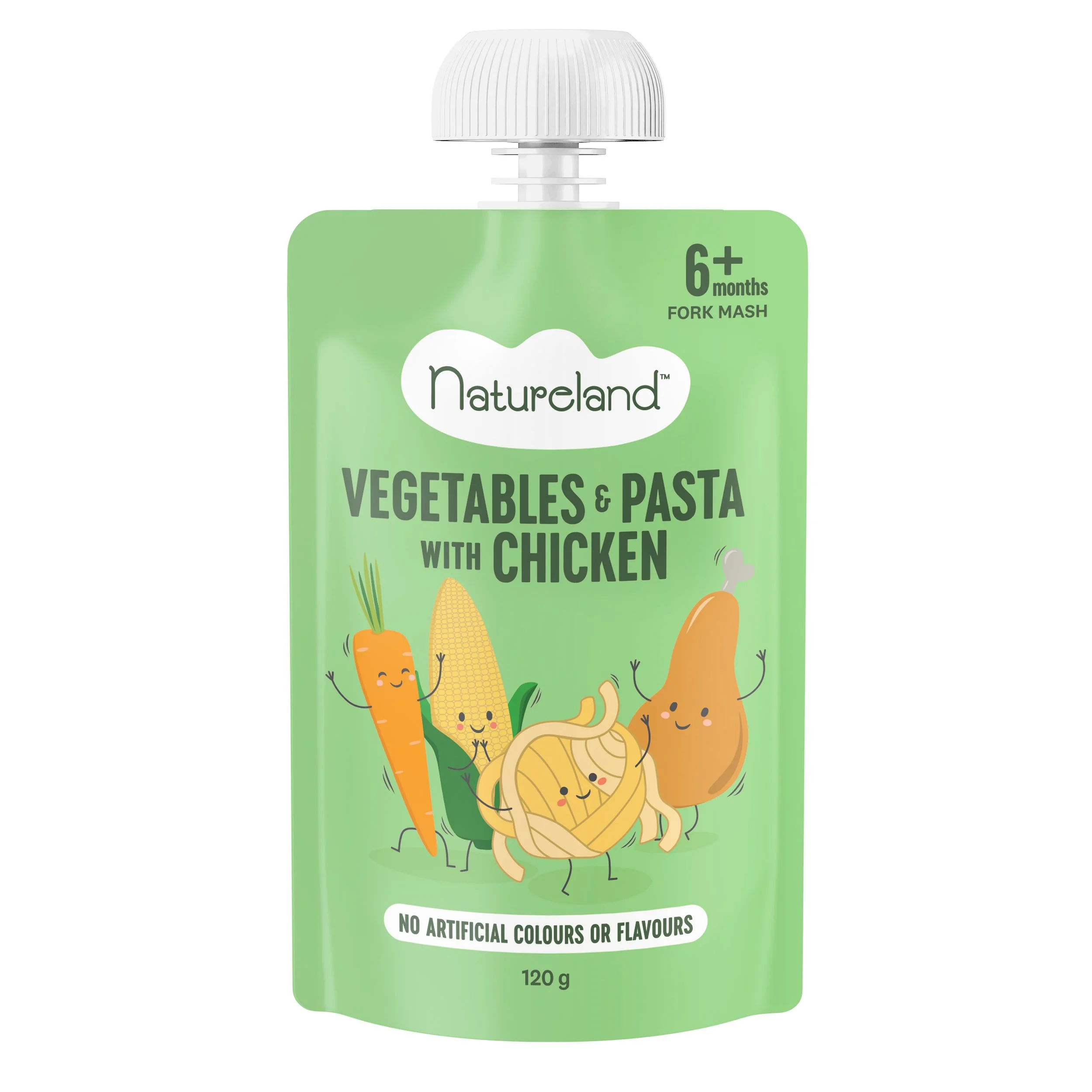 This savoury nutritious recipe is made with carrot, peas, sweetcorn, pasta and free range chicken. Serve warm for a nourishing and yummy baby lunch or dinner.