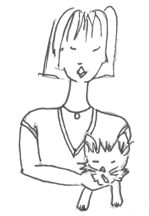 The designer and her dog. Doodle drawing circa 1999.