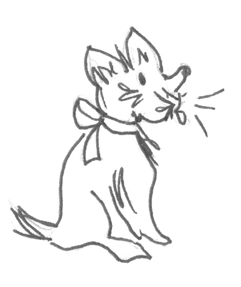 Doodle drawing of the new shop dog, Brooklyn, for the children's book, Mabel the Fashion Muse.