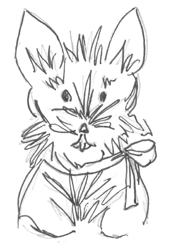 Brooklyn, the shop dog, rough drawing for book.
