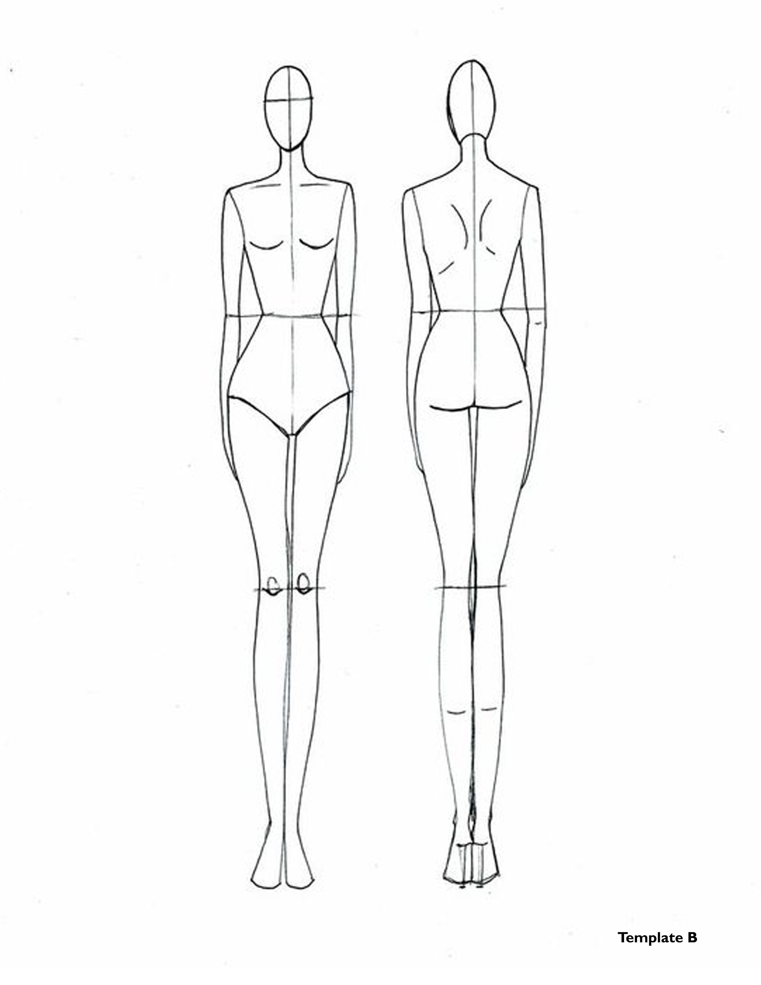 Free Figure Templates for Technical Flat Drawing