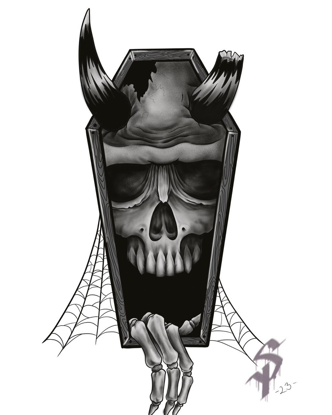 It awaits #tattoo #tattoodesign #tattooartist #skull #skullart #skulltattoo #darkart #horror