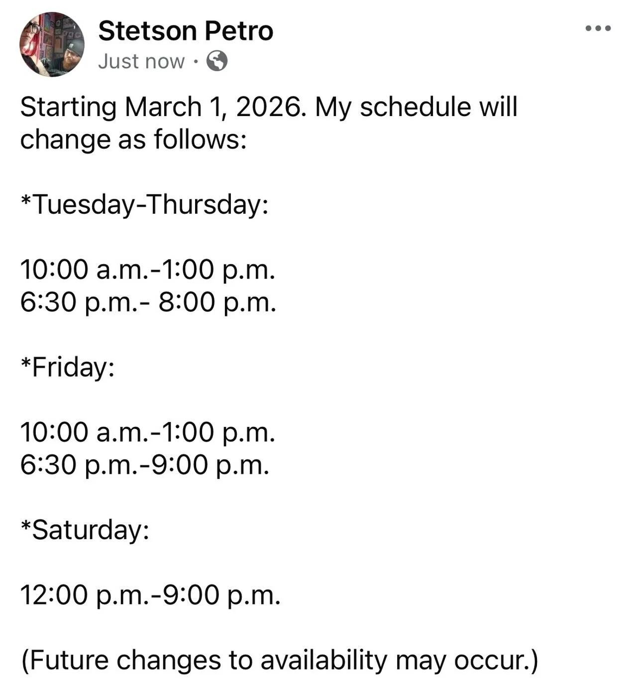 Future changes may occur.