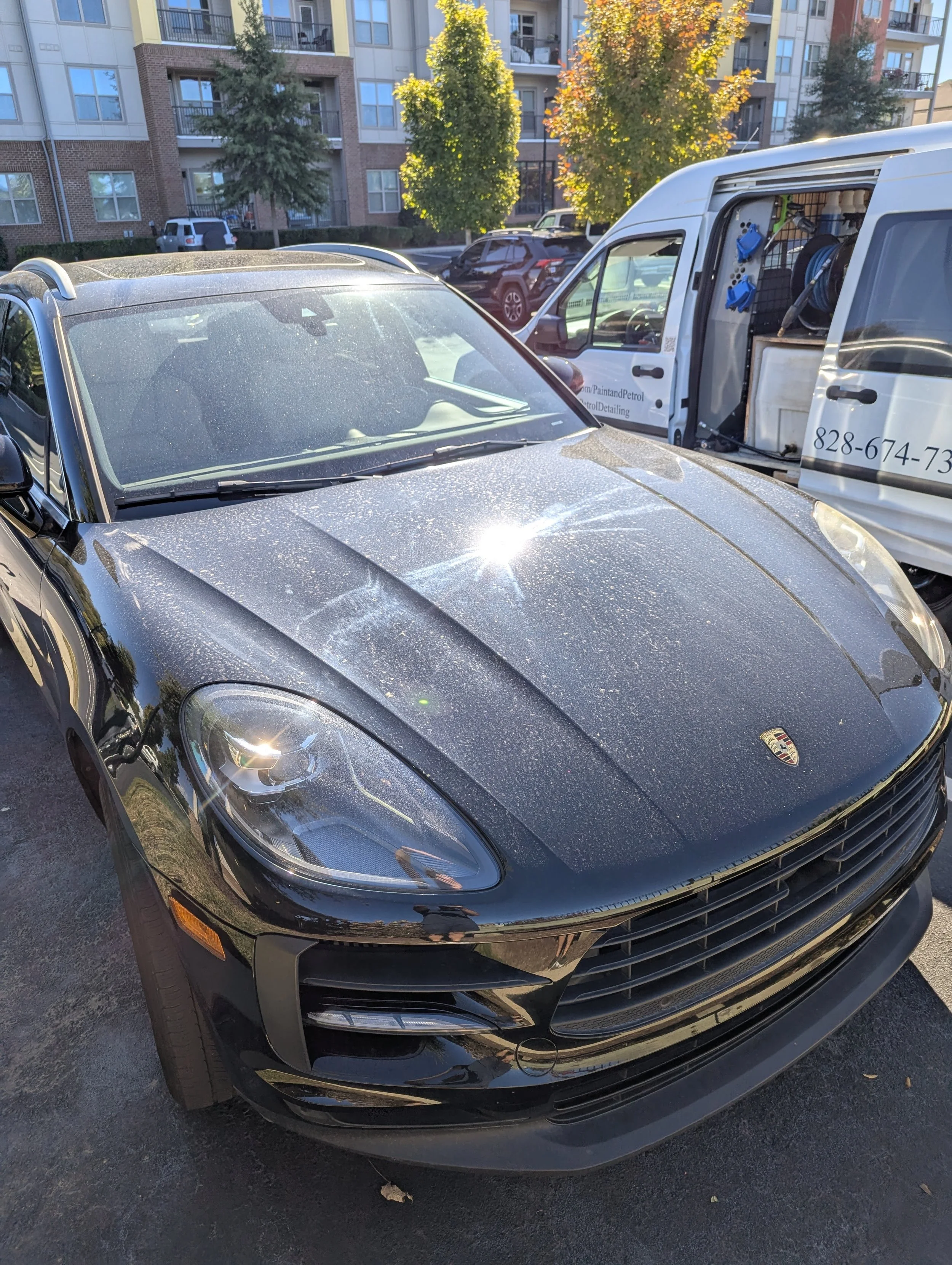 Dirty Macan covered in swirls and scratches