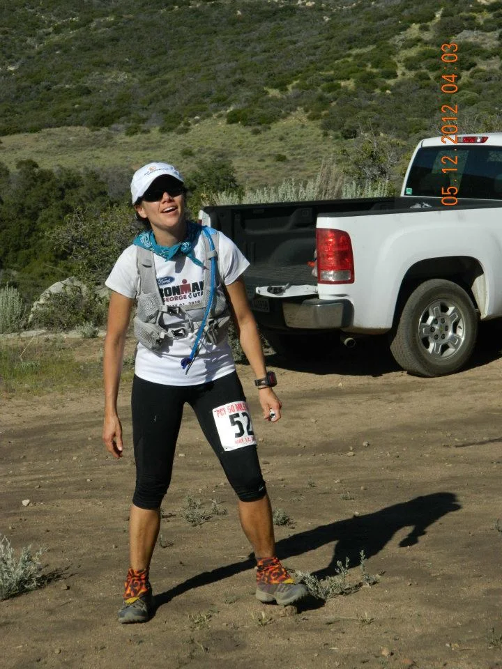 At mile 44-ish, the last aid station of the PCT 50 trail run, 2012