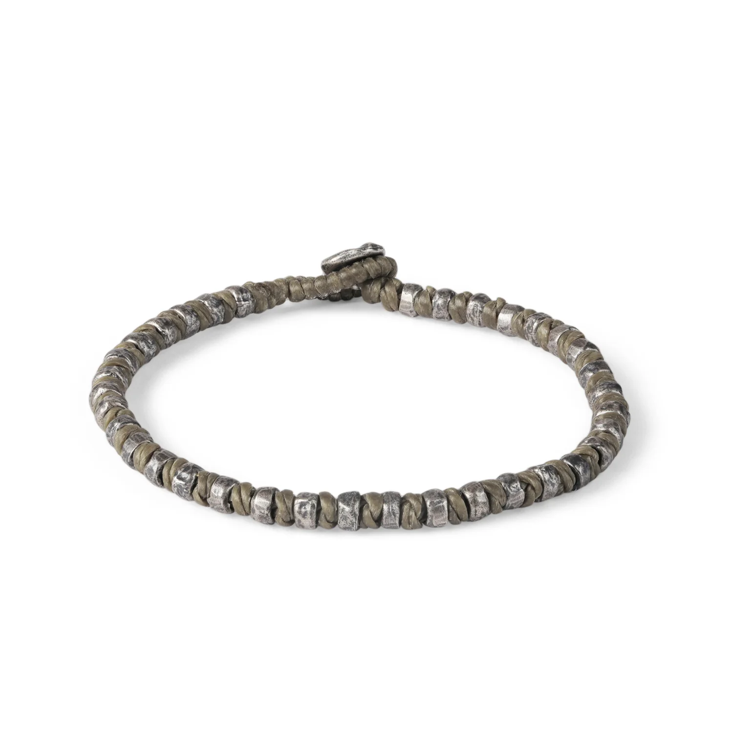 Twisted Cord and knotted stamp bead bracelet_OLIVE.jpg