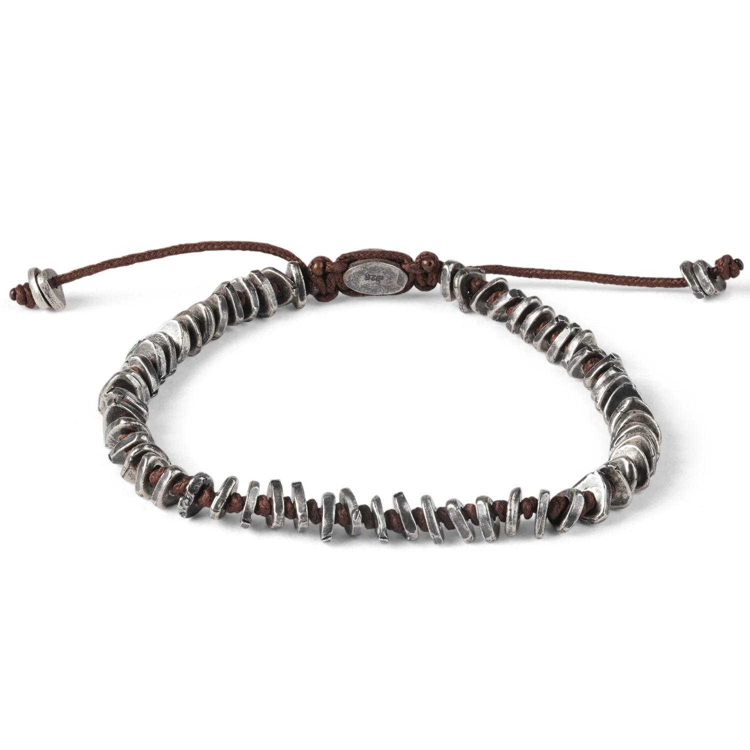 Sterling chainmail and knotted cord bracelet_BROWN CORD.jpg