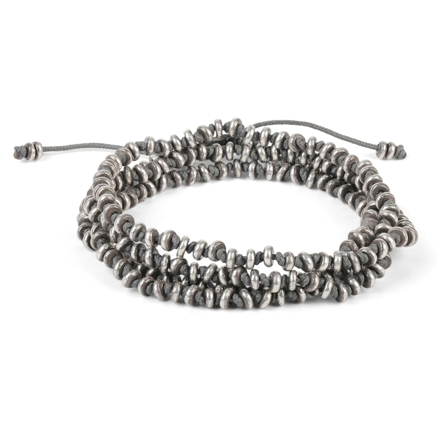 Knotted Cord And Sterling Chainmail Necklace_Gray_wrap.jpg
