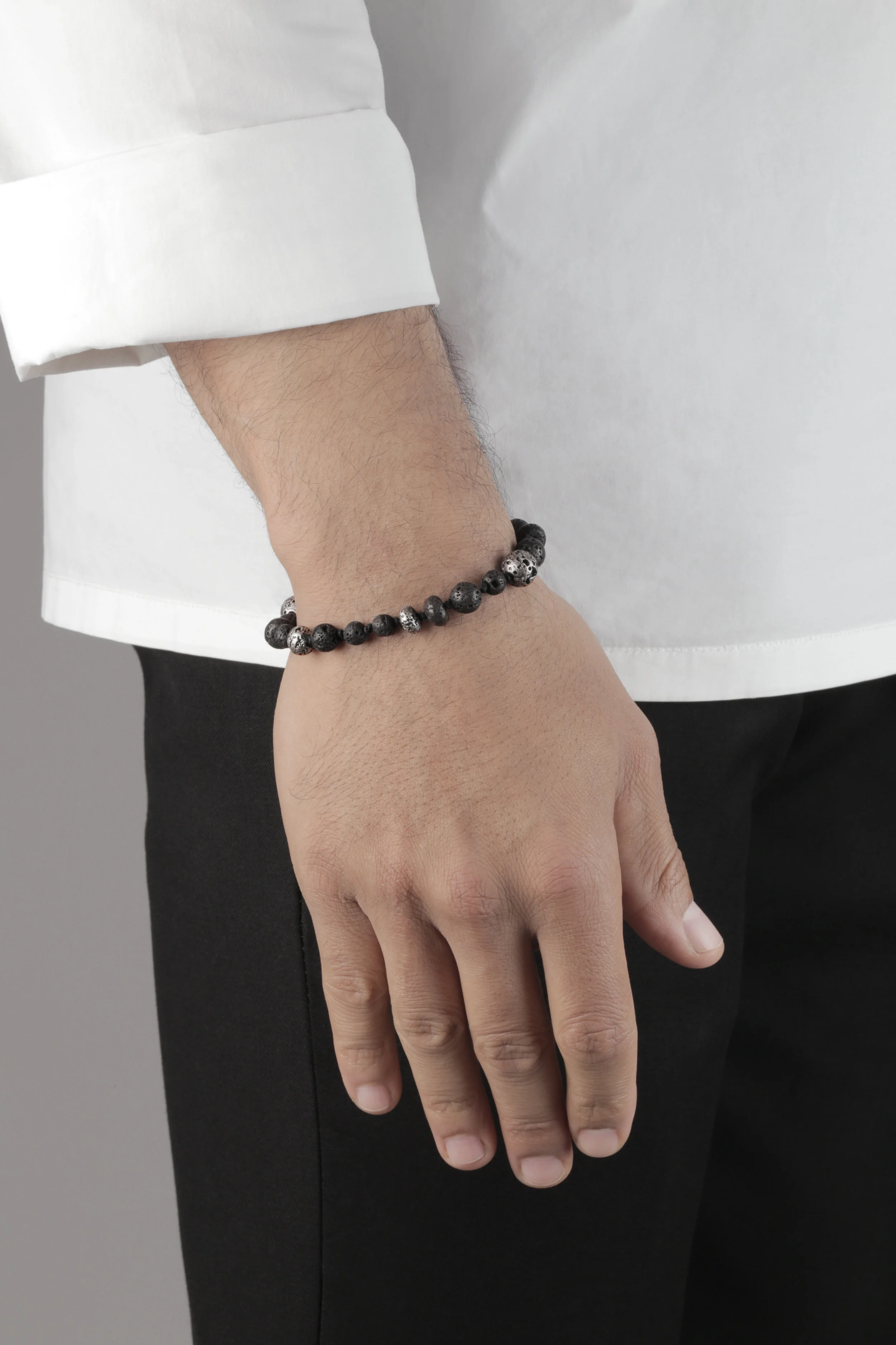 Mix Large & Small lava stone bead bracelet.jpg