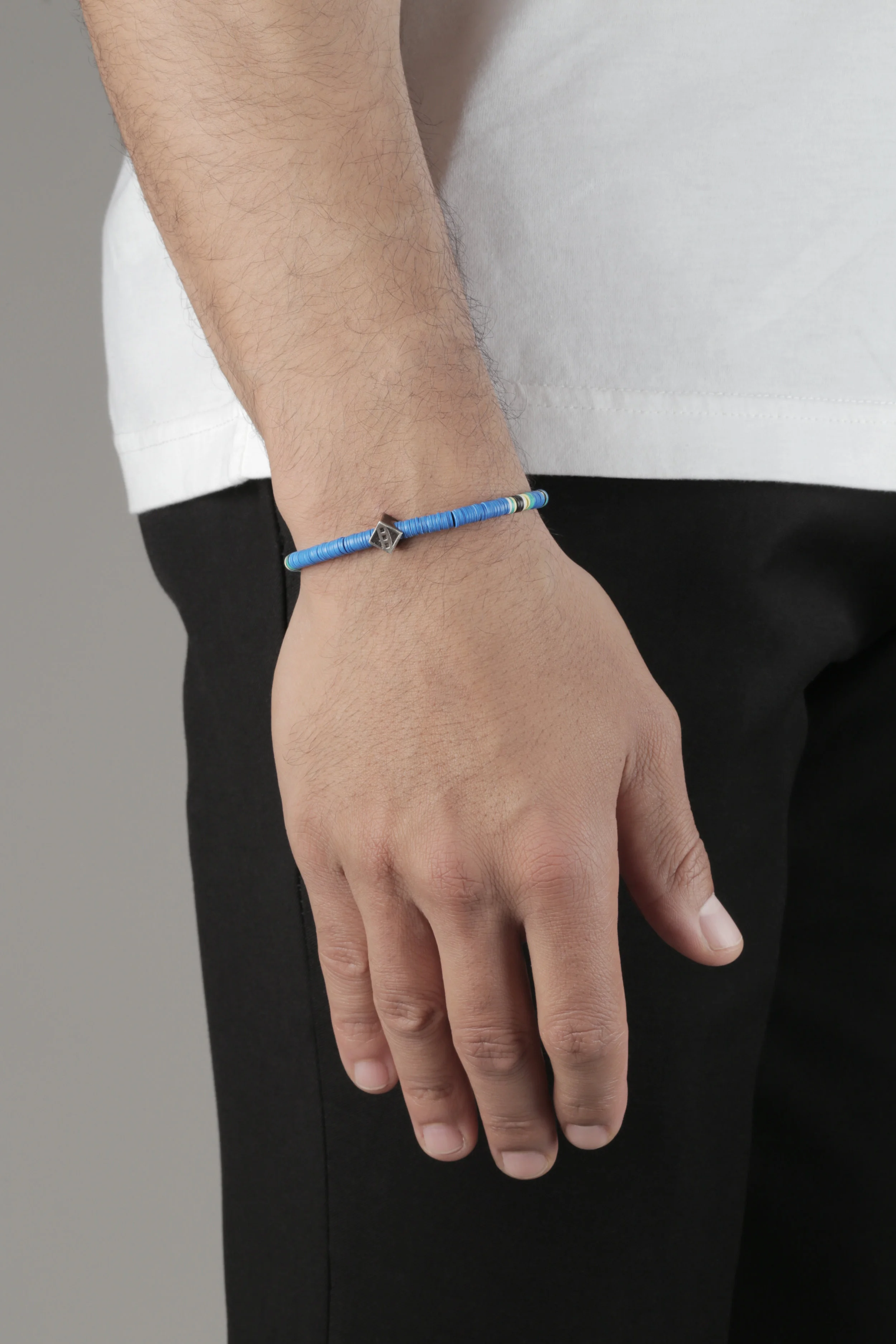 Sterling Silver Thunderbird mini bead Bracelet_blue.jpg