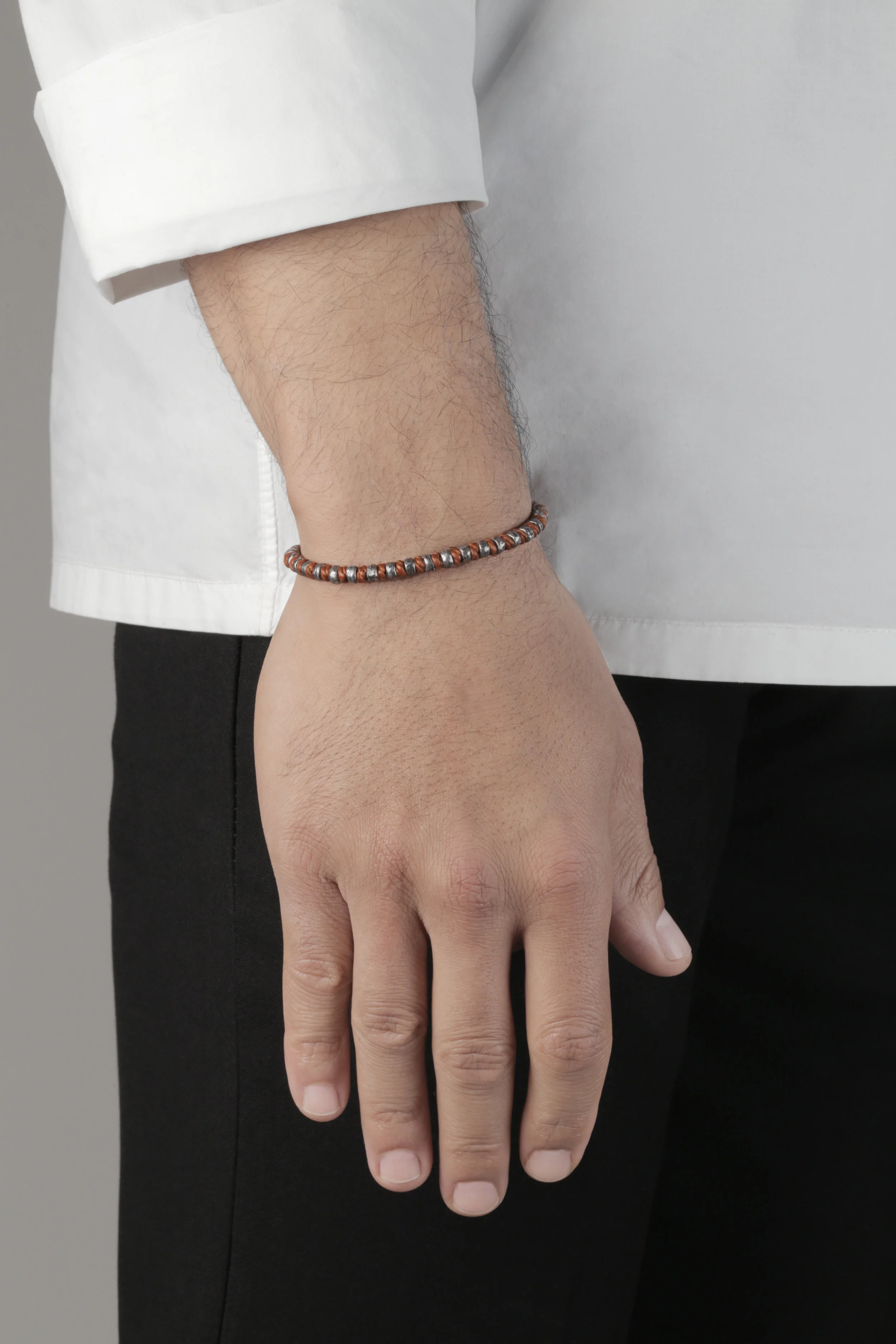 Twisted Cord & Knotted stamp bead bracelet_rust.jpg