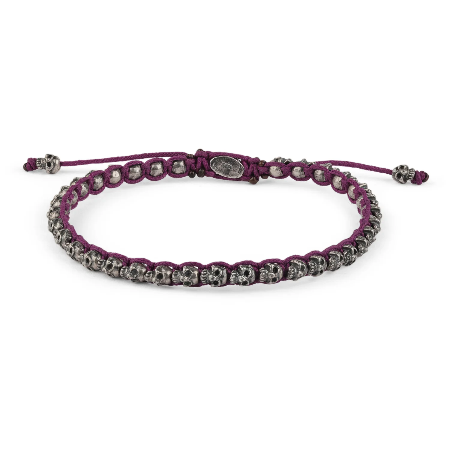 Woven silver mini skull bracelet_purple.jpg