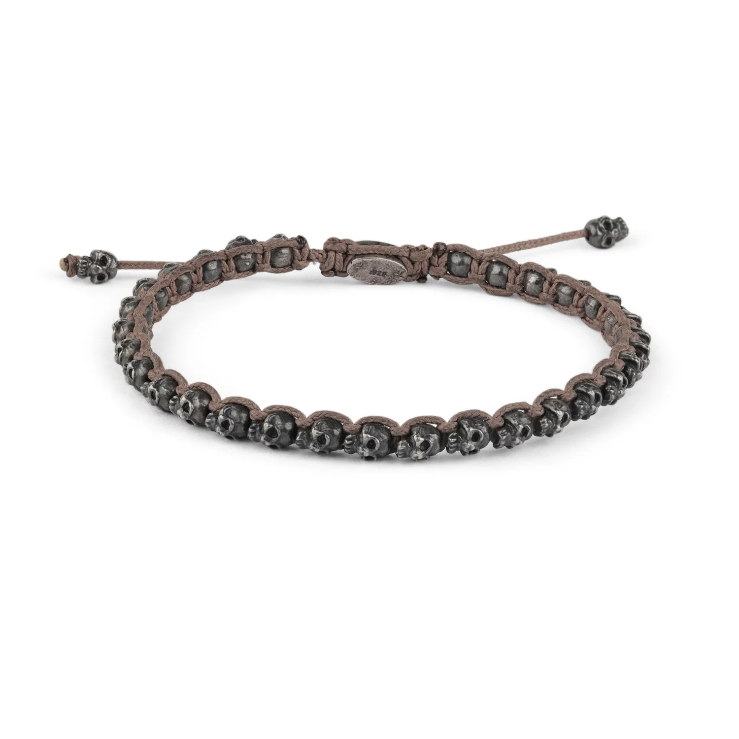 Woven silver mini skull bracelet_taupe.jpg