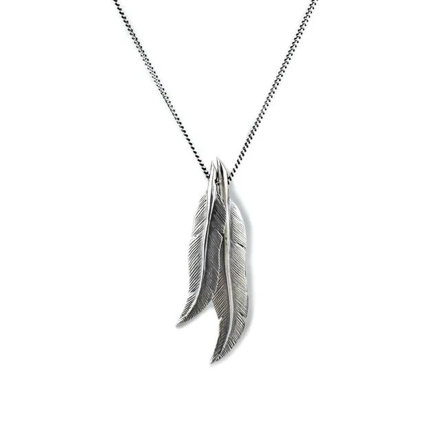 Dual Scribe's Quill & Chain Feather Pendant Necklace.jpg
