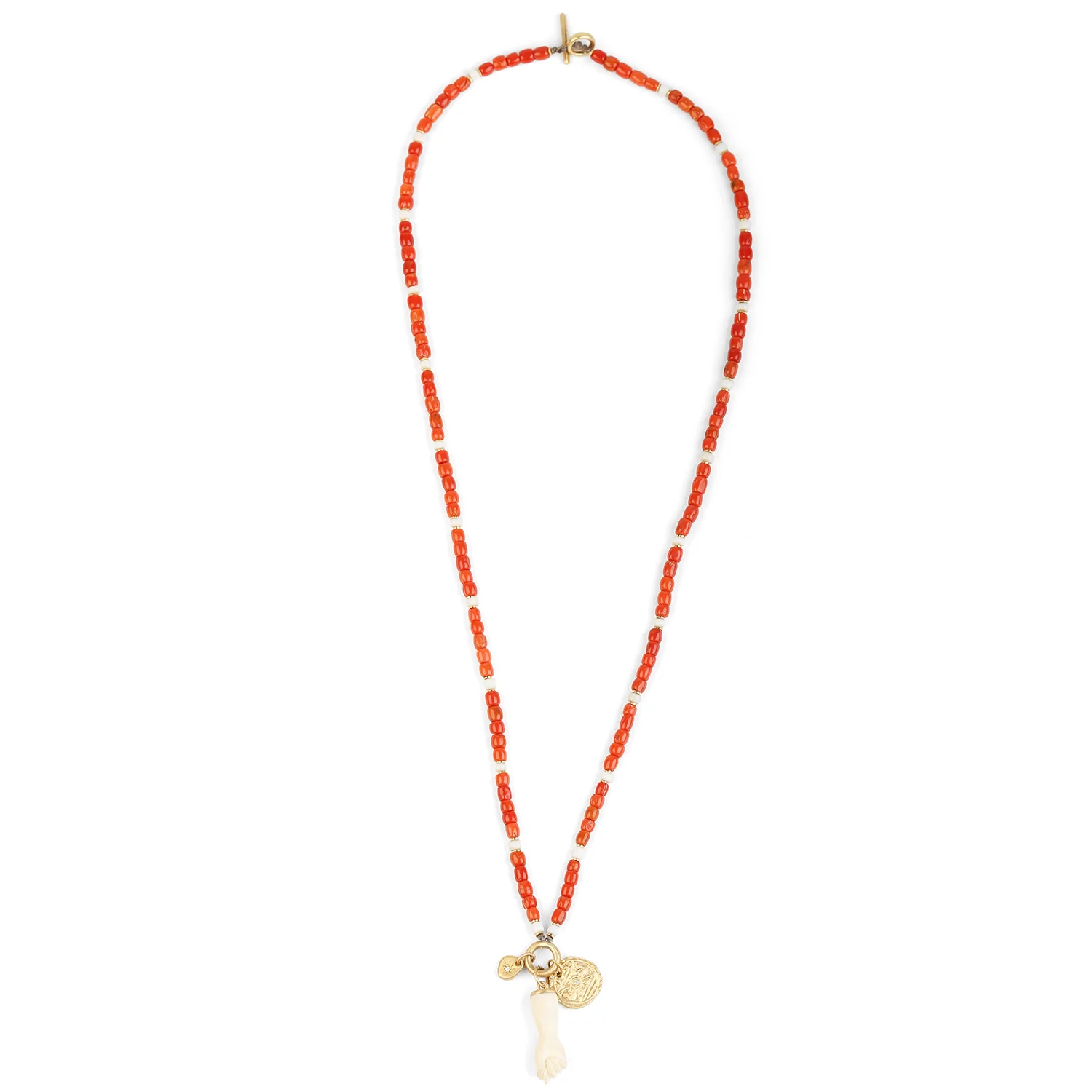 Red Coral Necklace with Matte 18K Gold 