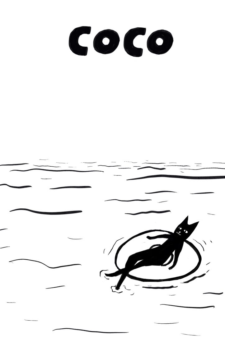 COCO, 2019: An illustrated zine about a cat with nowhere in particular to be, and nothing but time to enjoy. Edition of 30.