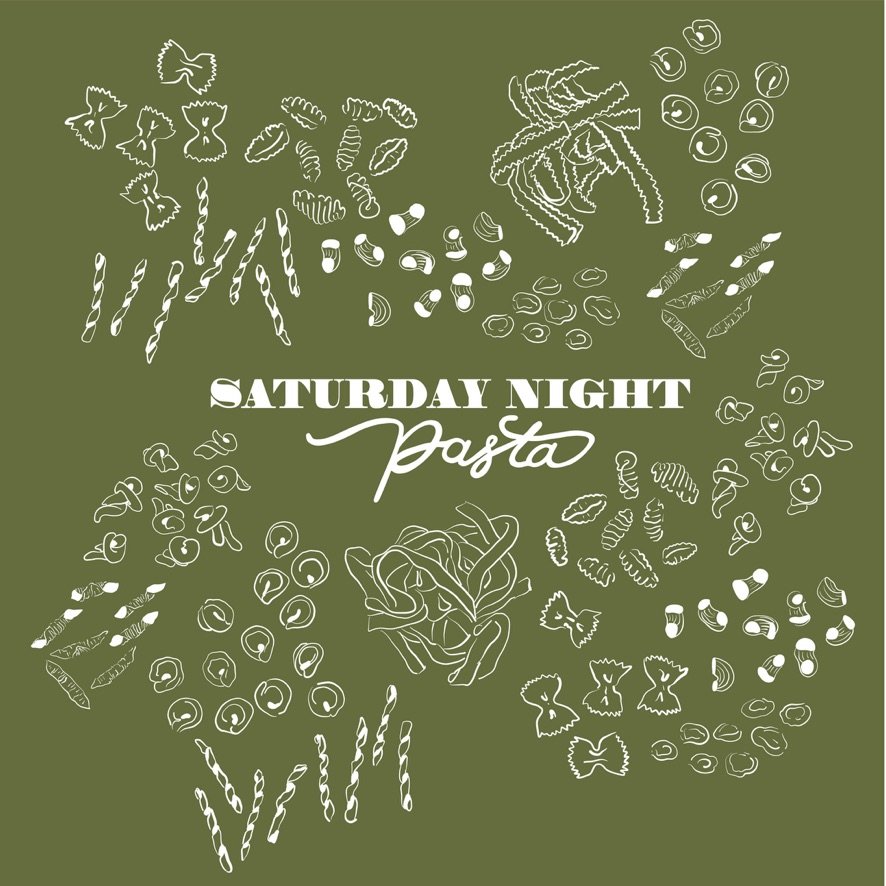 Saturday Night Pasta (with Elizabeth Hewson): Merchandise + brand illustrations