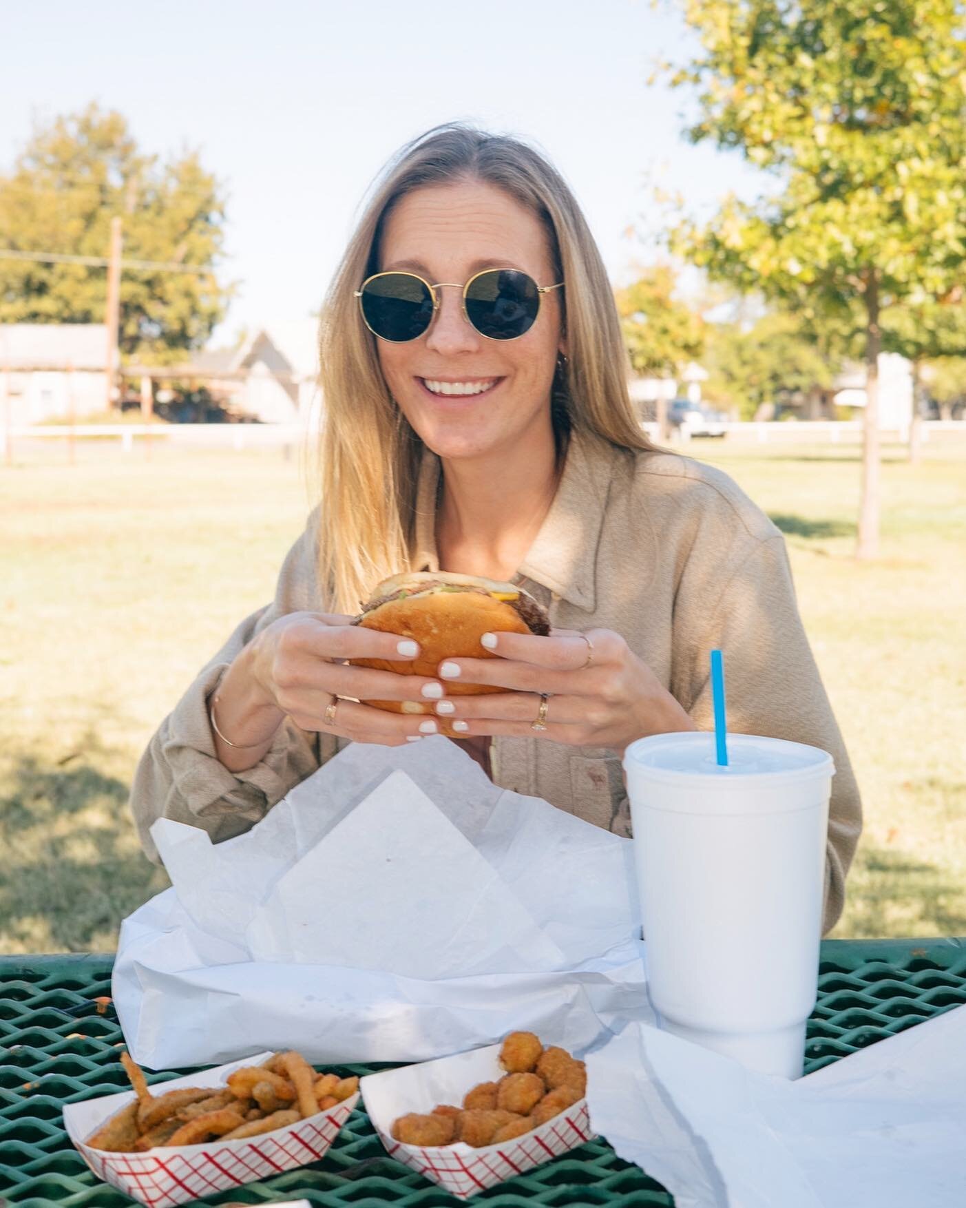 Y&rsquo;all ever had Bevo&rsquo;s Drive-In in Vernon, TX? 
⠀⠀⠀⠀⠀⠀⠀⠀⠀
Side note: It was good and the local park was a perfect place to stop mid road trip and let Jax play in the grass while mom and dad ate and ate and ate