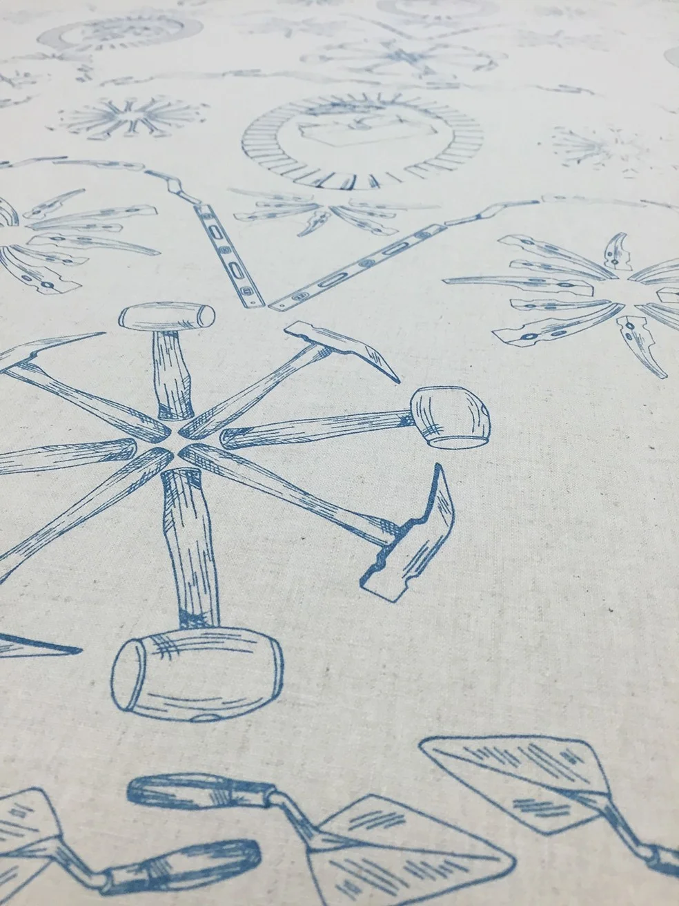   Brickmason's Toile (screenprint test)  ink on linen 2016 