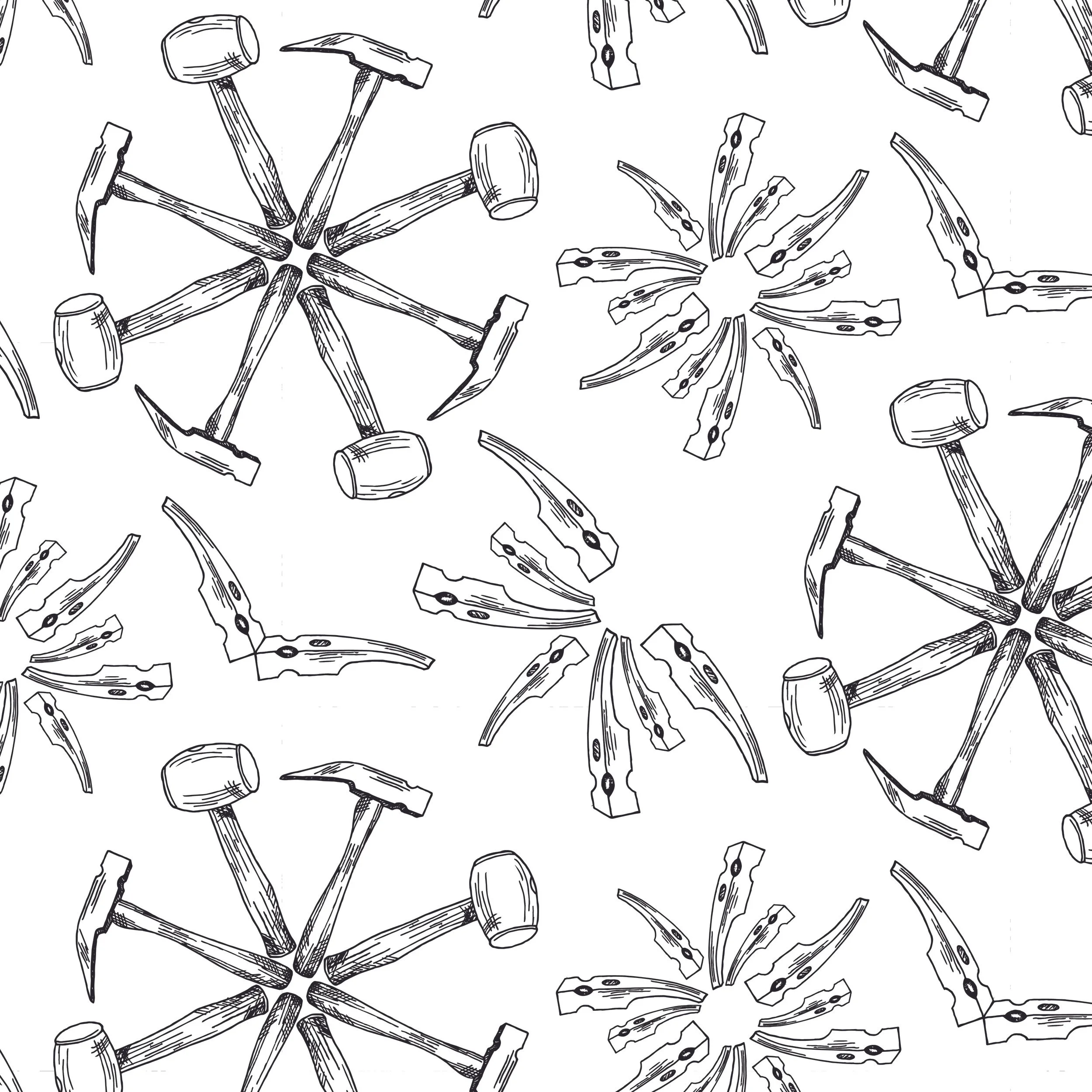   Fabric Collection (Hammers)  hand rendered pattern dimensions variable 2016 