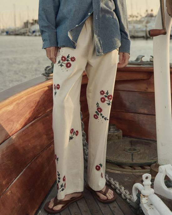 The Great Easy Pant in Natural with Field Floral Embroidery