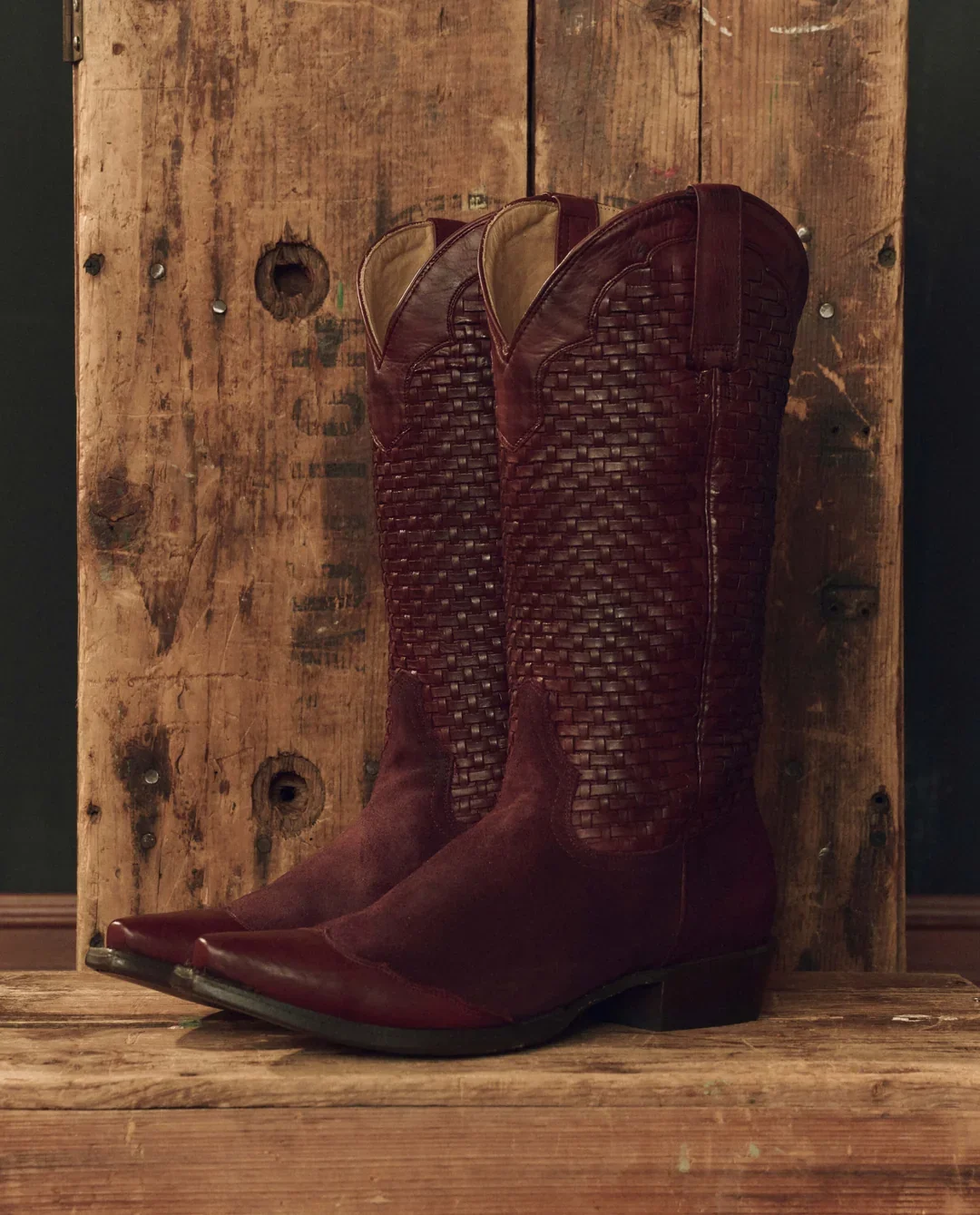 Stetson & The Great Basket Weave Cowboy Boot in Oxblood