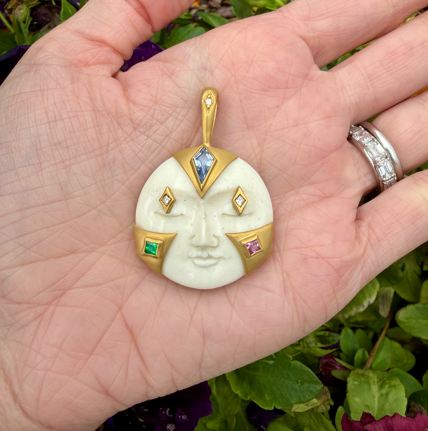 Cathy Waterman Carved Mammoth Ivory Moon Charm