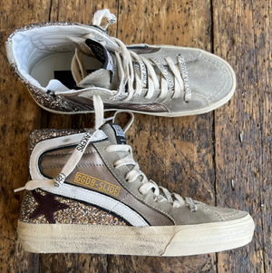 Golden Goose GG277 Slide Laminated and Glitter Upper Suede Toe