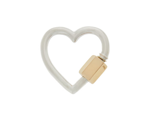 Sterling Silver Heart Lock Pendant | Marla Aaron Sterling Silver with Yellow Gold Closure / Heartlock