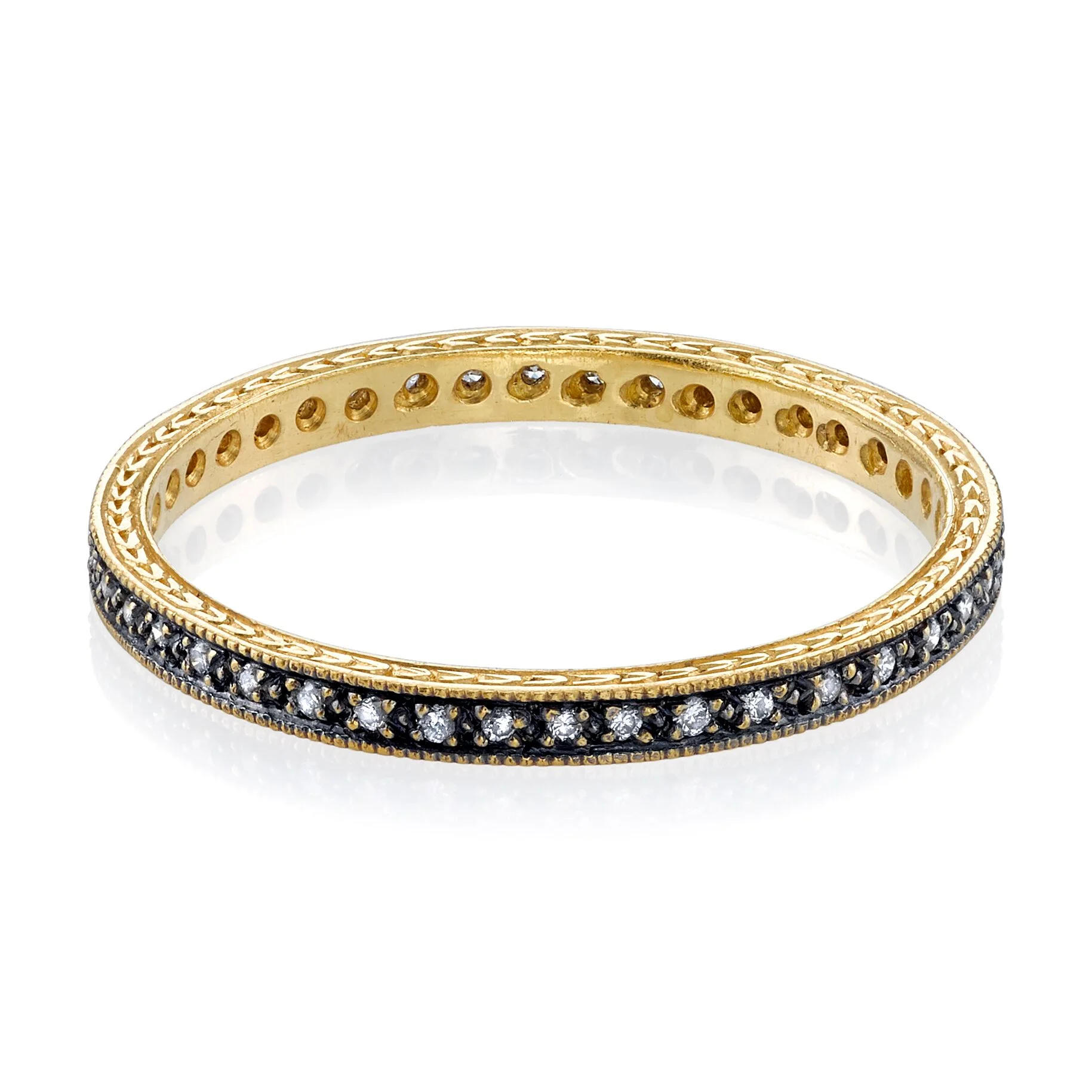 Cathy Waterman 22K Thin Blackened Pavé Ring