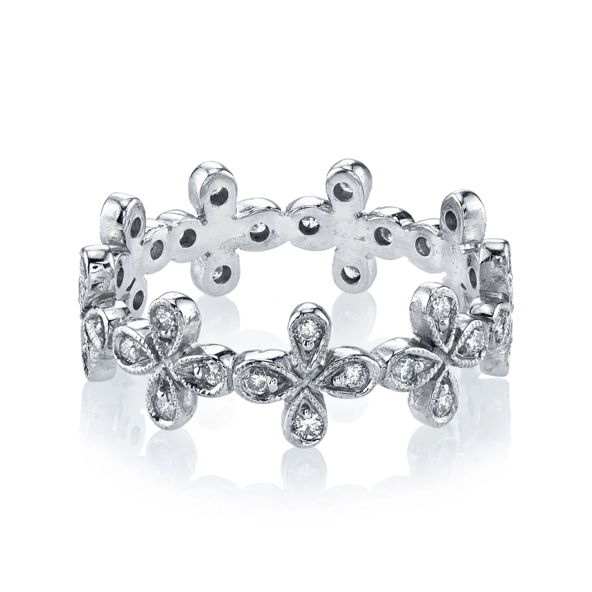 Cathy Waterman Platinum and Diamond Petal Eternity Band