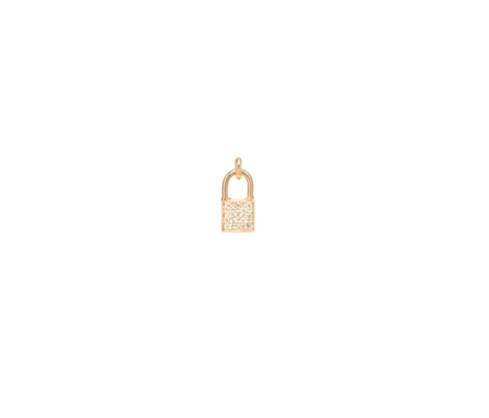 14K Rose Gold Diamond Lock Pendant