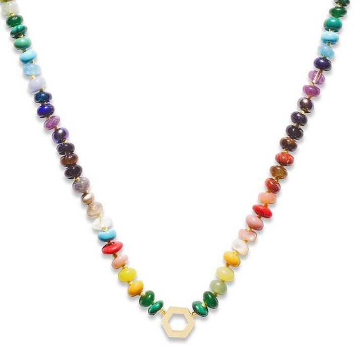 Hand Knotted Gemstone Necklace with Charm Clasp