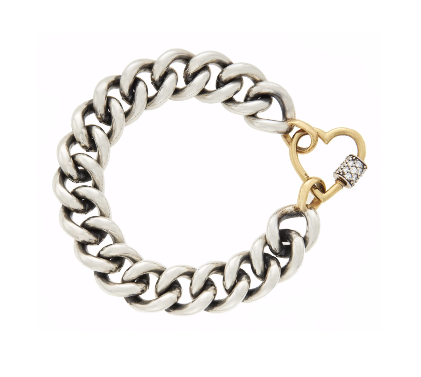 Marla Aaron Sterling Silver Mega Curb Chain Bracelet with 14K