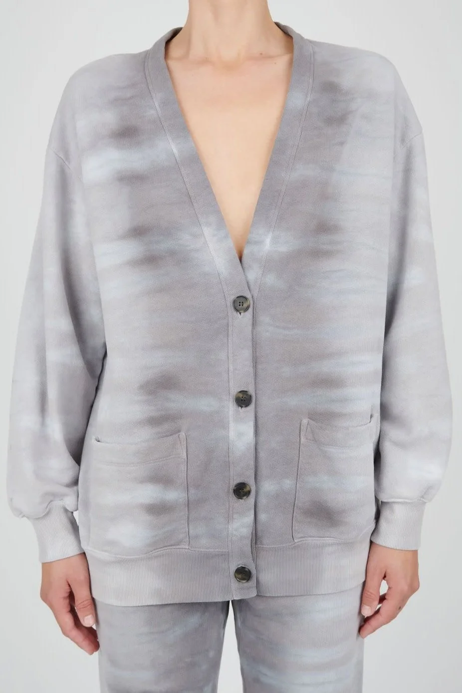 Raquel Allegra Silver Tiger Tie Dye Vintage Fleece Cardigan — Etc...