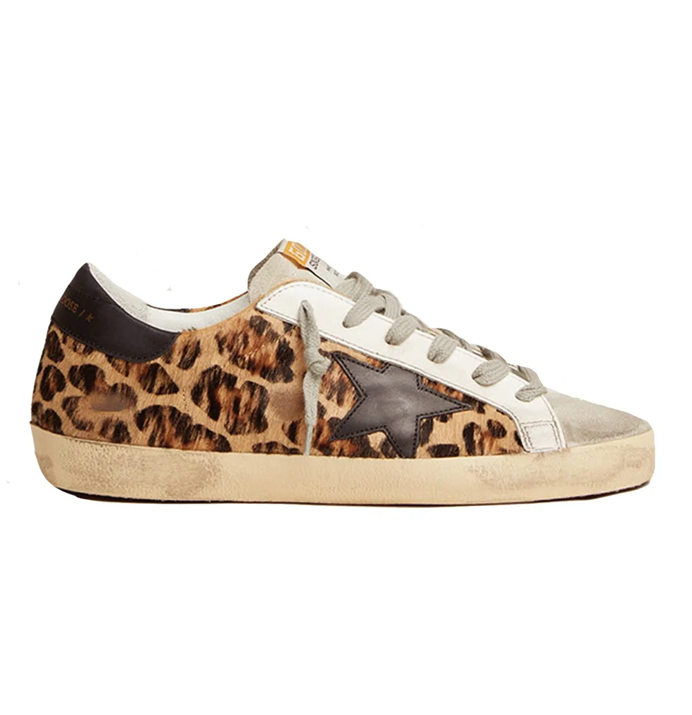 Golden Goose Superstar Leopard Horsy Leather Star And Heel Gg92 Etc